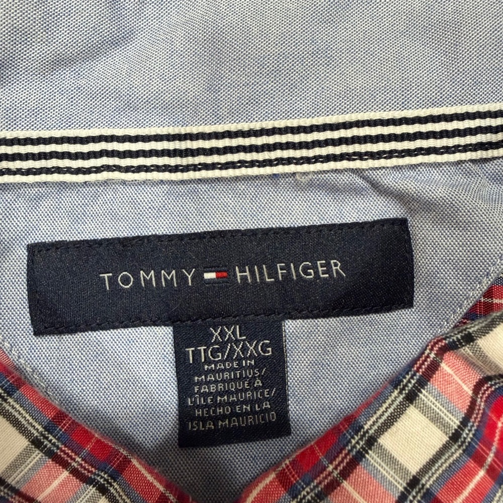 Tommy Hilfiger Mens XXL Red White Blue Plaid Long Sleeve Button Down Shirt ws - Picture 2 of 5